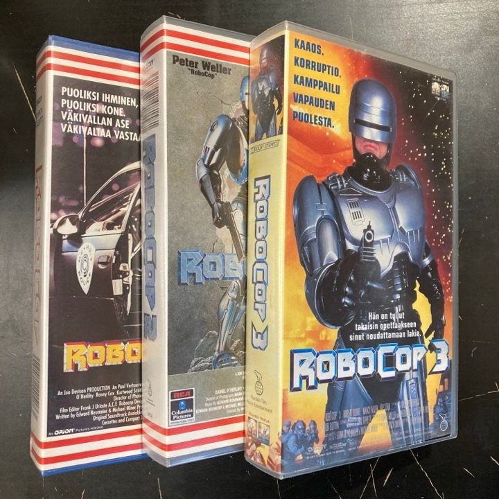 RoboCop 1-3 3xVHS (VG+/M-) -toiminta/sci-fi-